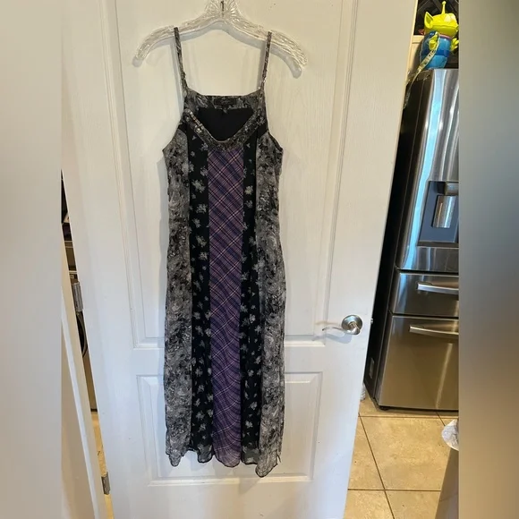 Jessica Simpson | Dresses | Jessica Simpson Womens Y2k Purple Mixed Print  Illusion Midi Dress Sz Small | Poshmark